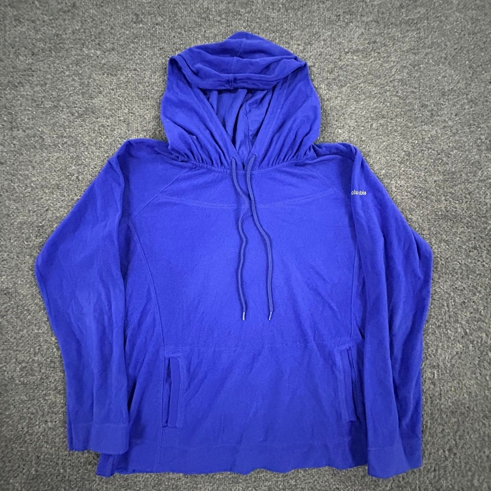 Columbia Fleece Hoodie Womens Size L Blue Pullover Lightweight Outdoor Soft
